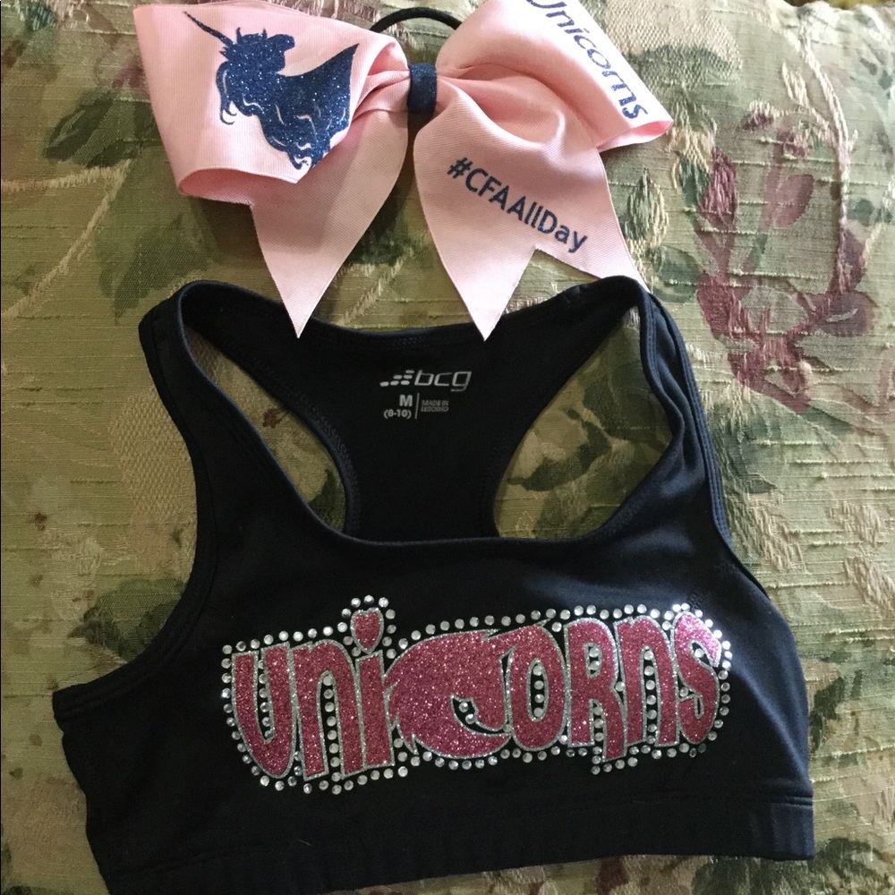 BCG Sports bra with Glitter & Rhinestone Bling Top